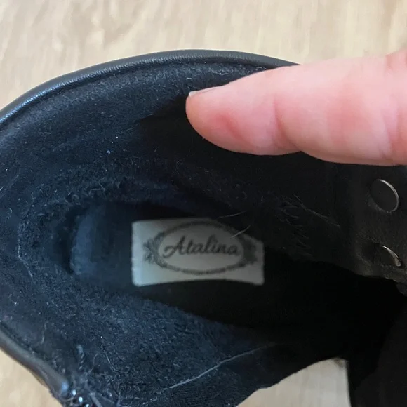 Atalina Black Lace-Up Women's Chunky Heeled Boots - Picture 6 of 6